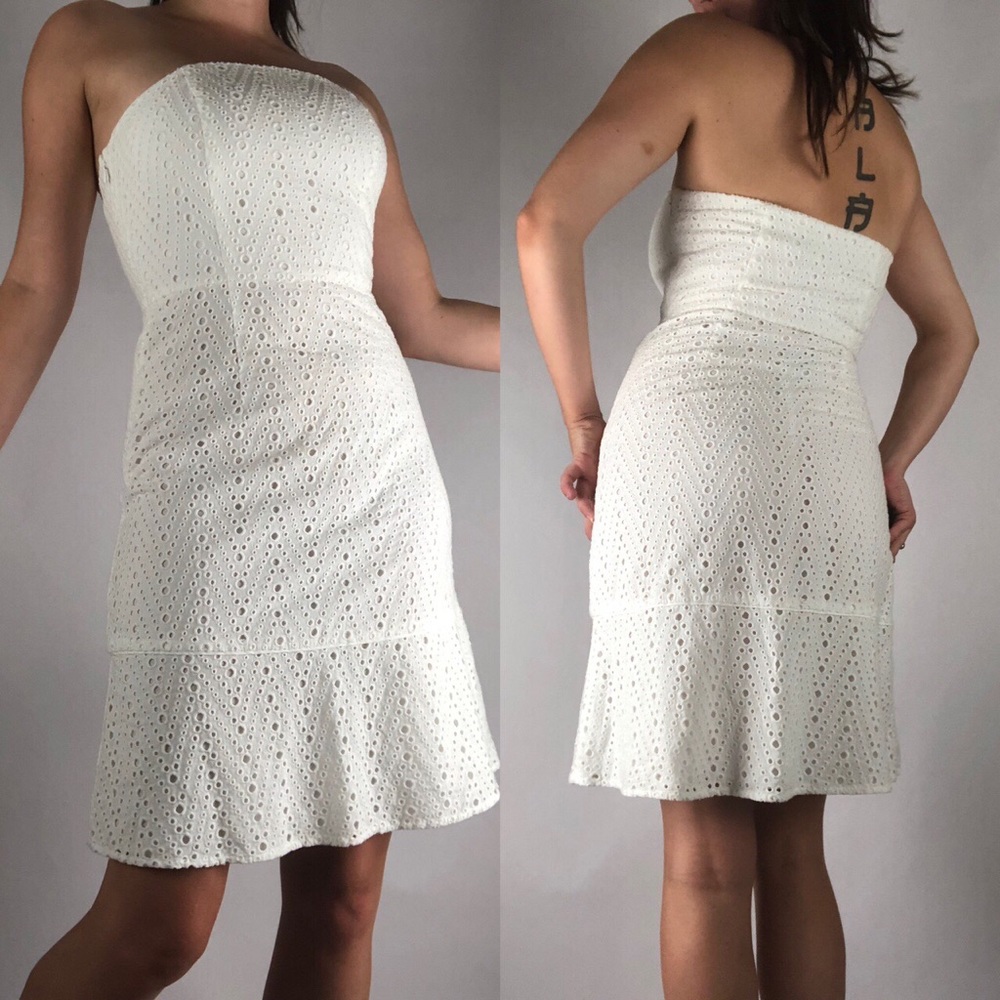 Vintage White Eyelet Strapless Dress The Limited